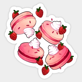 Strawberries & Cream Macarons Sticker